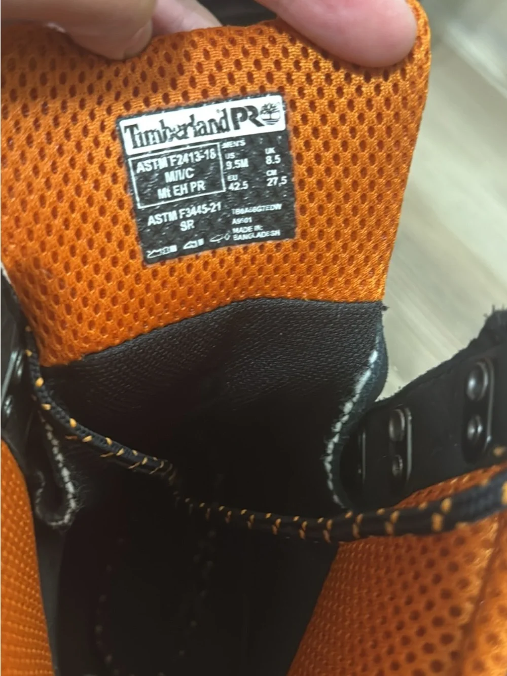Timberland PRO Men's Black steel toe Work Boots with Orange Accents